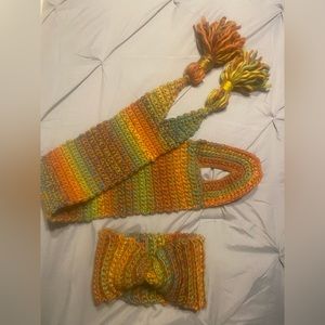Hand crocheted keyhole scarf & matching headband.
